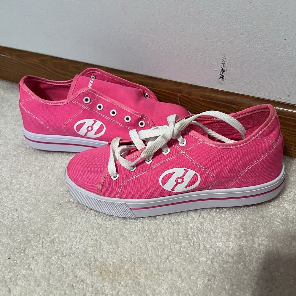 Heelys HES10438 Pink Canvas Roller Skate Shoes Wheels Low Top Lace Up Size 6